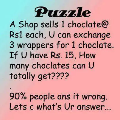 Facebook Puzzle – A shop sells 1 choclate