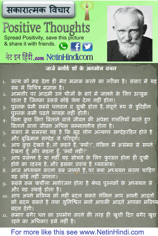 George Bernard Shaw quotes in Hindi जार्ज बर्नार्ड शॉ के अनमोल वचन