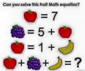 Facebook puzzle - Fruit math puzzle