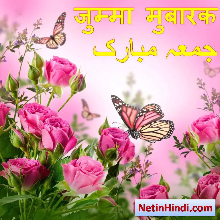jumma mubarak flower and butterfly